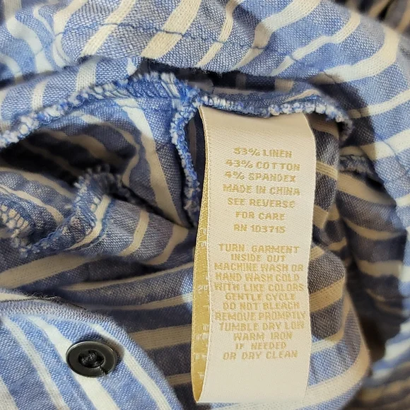 Hope & Harlow Blue and White Stiped Linen Blend Shirt Dress, Women's Size 12 - Picture 4 of 8